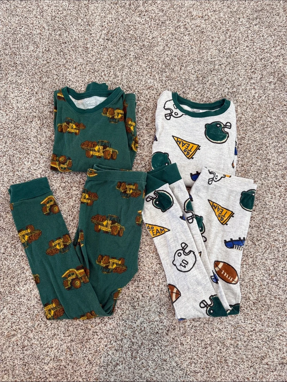 Kids Green & Gray Sports and Truck Pajama Set